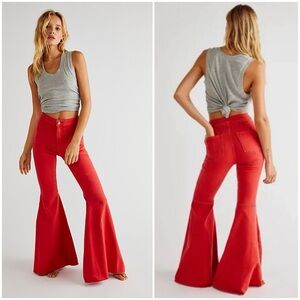 Free People Red Flare Jeans